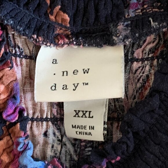 A New Day Smocked Sleeveless Floral Maxi Dress Sz XXL/2XL #106E - Picture 7 of 8